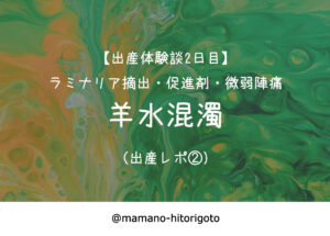 【出産体験談2日目】ラミナリア摘出・促進剤・微弱陣痛・羊水混濁